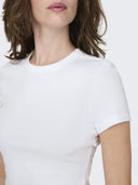 Τοπ κοντομάνικο ριμπ ONLY 15339774 - Λευκό - thefashionproject.gr - ONLY