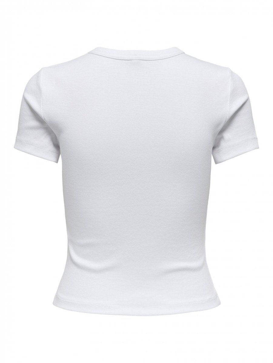 Τοπ κοντομάνικο ριμπ ONLY 15339774 - Λευκό - thefashionproject.gr - ONLY