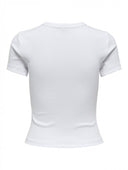 Τοπ κοντομάνικο ριμπ ONLY 15339774 - Λευκό - thefashionproject.gr - ONLY