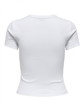 Τοπ κοντομάνικο ριμπ ONLY 15339774 - Λευκό - thefashionproject.gr - ONLY