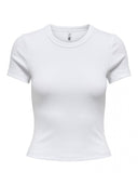 Τοπ κοντομάνικο ριμπ ONLY 15339774 - Λευκό - thefashionproject.gr - ONLY