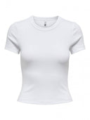 Τοπ κοντομάνικο ριμπ ONLY 15339774 - Λευκό - thefashionproject.gr - ONLY