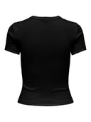 Τοπ κοντομάνικο ριμπ ONLY 15339774 - Μαύρο - thefashionproject.gr - ONLY