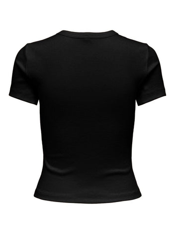 Τοπ κοντομάνικο ριμπ ONLY 15339774 - Μαύρο - thefashionproject.gr - ONLY