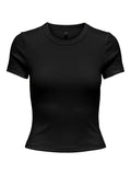 Τοπ κοντομάνικο ριμπ ONLY 15339774 - Μαύρο - thefashionproject.gr - ONLY