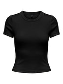 Τοπ κοντομάνικο ριμπ ONLY 15339774 - Μαύρο - thefashionproject.gr - ONLY