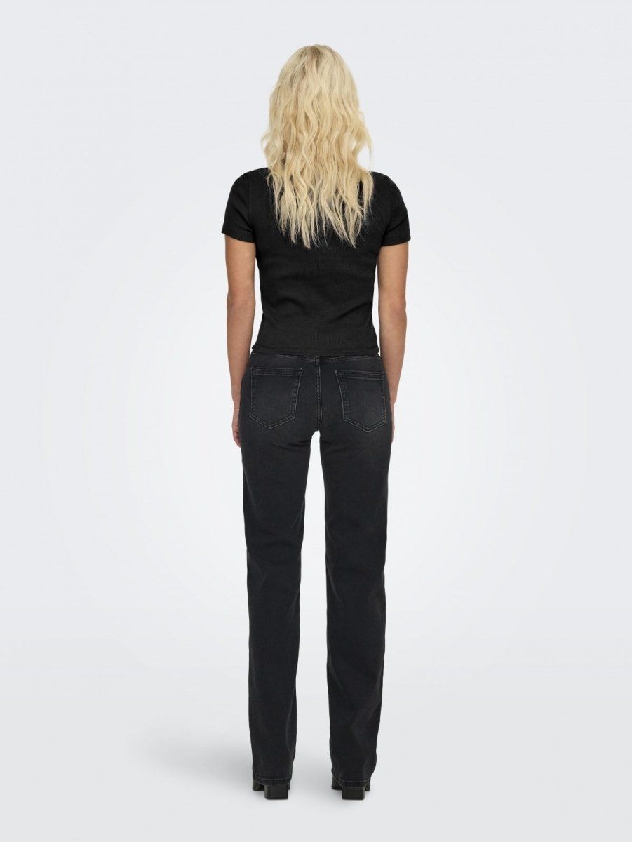 Τοπ κοντομάνικο ριμπ ONLY 15339774 - Μαύρο - thefashionproject.gr - ONLY