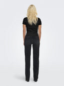 Τοπ κοντομάνικο ριμπ ONLY 15339774 - Μαύρο - thefashionproject.gr - ONLY