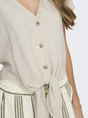 Τοπ με δέσιμο και κουμπιά ONLY 15322270 - Μπεζ - thefashionproject.gr - ONLY