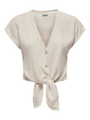 Τοπ με δέσιμο και κουμπιά ONLY 15322270 - Μπεζ - thefashionproject.gr - ONLY