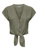 Τοπ με δέσιμο και κουμπιά ONLY 15322270 - Χακί - thefashionproject.gr - ONLY