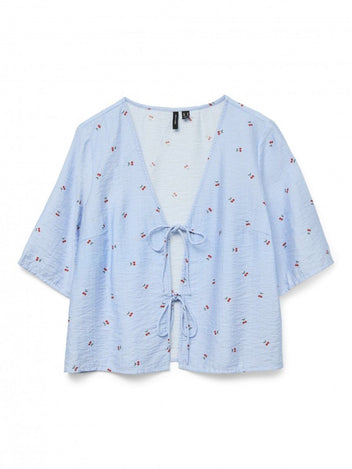 Τοπ ριγέ με δέσιμο Vero Moda 10324638 - Γαλάζιο - thefashionproject.gr - VERO MODA