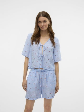 Τοπ ριγέ με δέσιμο Vero Moda 10324638 - Γαλάζιο - thefashionproject.gr - VERO MODA