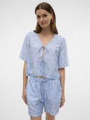 Τοπ ριγέ με δέσιμο Vero Moda 10324638 - Γαλάζιο - thefashionproject.gr - VERO MODA