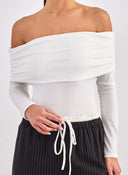 Τοπ strapless μακρυμάνικο - Λευκό - thefashionproject.gr - K1