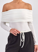 Τοπ strapless μακρυμάνικο - Λευκό - thefashionproject.gr - K1