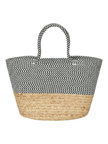 Τσάντα ψάθινη με σχοινί Vero Moda 10263020 - Λευκό/Μαύρο - thefashionproject.gr - VERO MODA