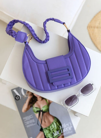 Τσάντα ώμου καπιτονέ με ματ αγκράφα - Μωβ - thefashionproject.gr - The Fashion Project
