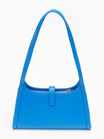 Τσάντα ώμου με μεταλλικό κούμπωμα - Μπλε - thefashionproject.gr - The Fashion Project