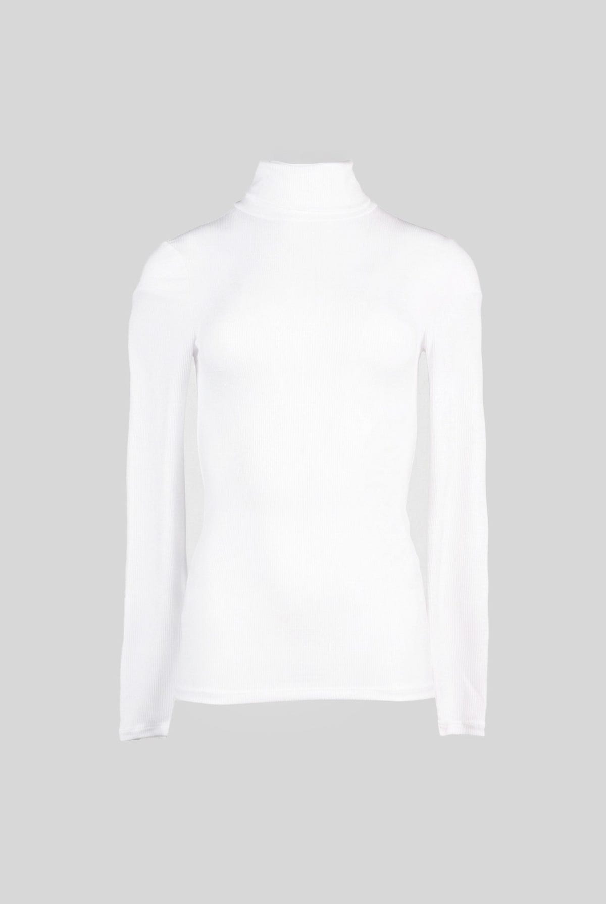 PIECES - Turtleneck Ribbed Top Fitted - White