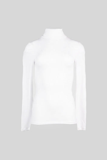 PIECES - Turtleneck Ribbed Top Fitted - White