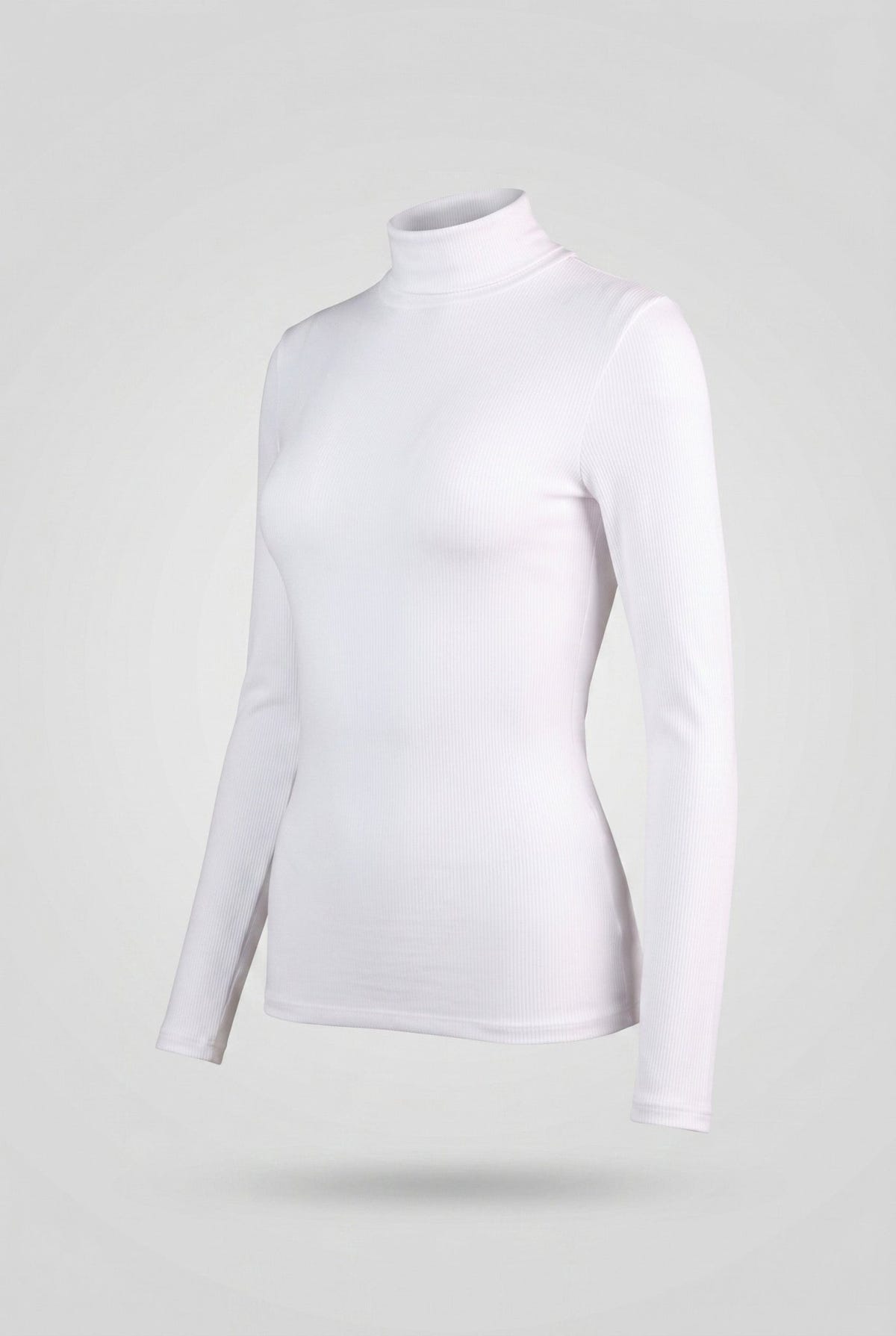 PIECES - Turtleneck Ribbed Top Fitted - White