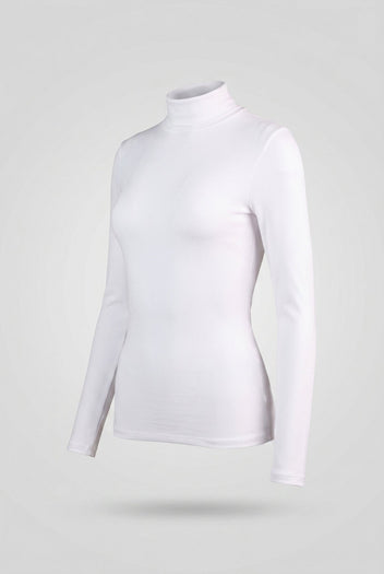 PIECES - Turtleneck Ribbed Top Fitted - White