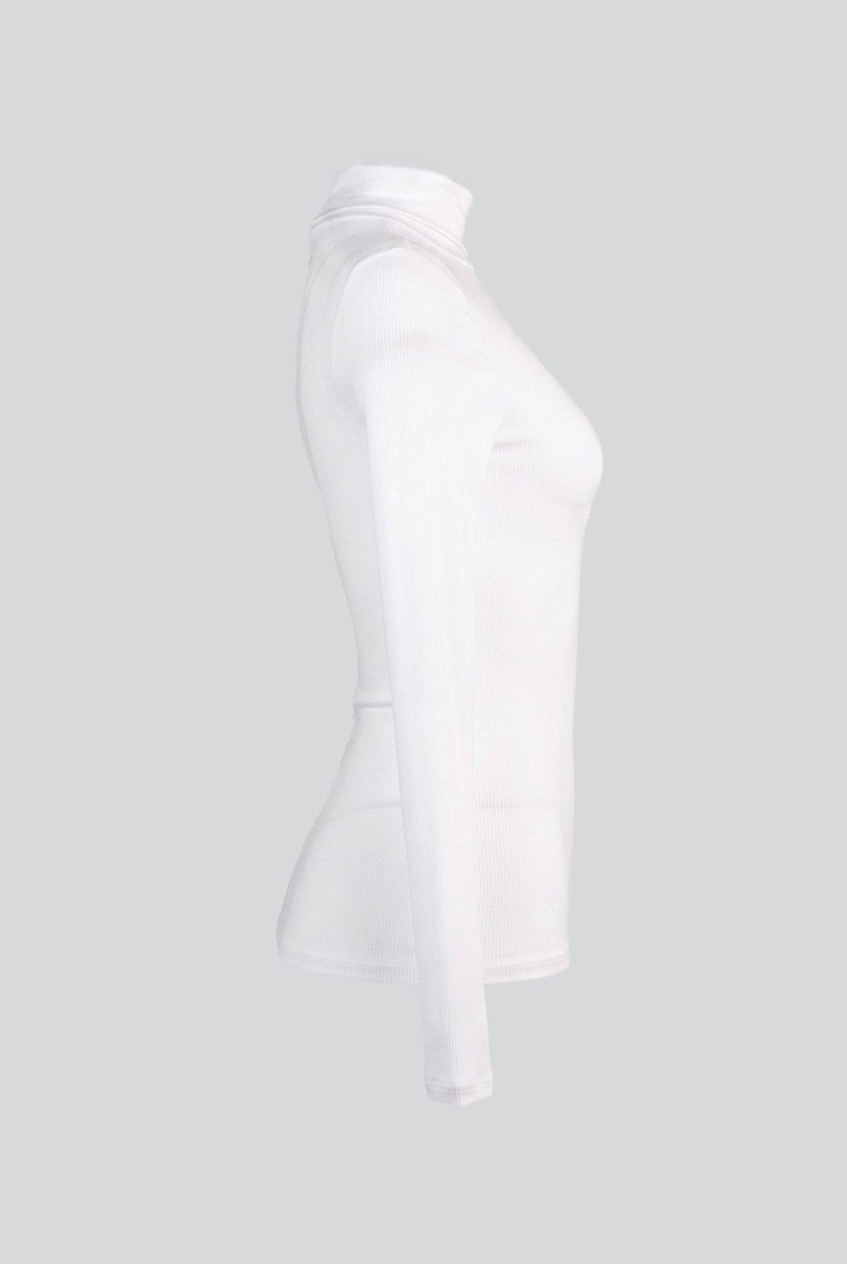 PIECES - Turtleneck Ribbed Top Fitted - White