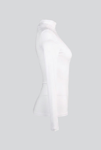 PIECES - Turtleneck Ribbed Top Fitted - White
