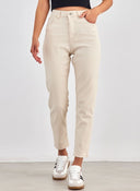 Τζιν παντελόνι mom fit ψηλόμεσο - Μπεζ - thefashionproject.gr - Blue Wave