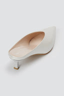 TFP - V Cut Kitten Heel Mules - Λευκό Πέρλα
