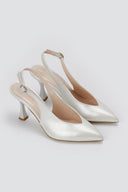 TFP - V Cut Slingback Kitten Heel Pumps - Λευκό Πέρλα