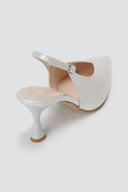 TFP - V Cut Slingback Kitten Heel Pumps - Λευκό Πέρλα