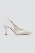 TFP - V Cut Slingback Kitten Heel Pumps - Λευκό Πέρλα