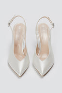 TFP - V Cut Slingback Kitten Heel Pumps - Λευκό Πέρλα