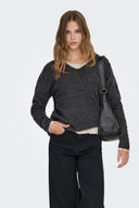 ONLY - V Neck Knit Sweater Relaxed Fit - Dark Gray