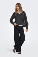 ONLY - V Neck Knit Sweater Relaxed Fit - Dark Gray