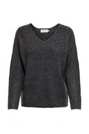 ONLY - V Neck Knit Sweater Relaxed Fit - Dark Gray
