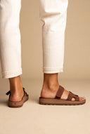 FANTASY SANDALS - Velcro Comfort Sandals - Brown Suede