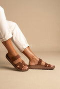 FANTASY SANDALS - Velcro Comfort Sandals - Brown Suede
