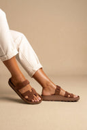 FANTASY SANDALS - Velcro Comfort Sandals - Brown Suede