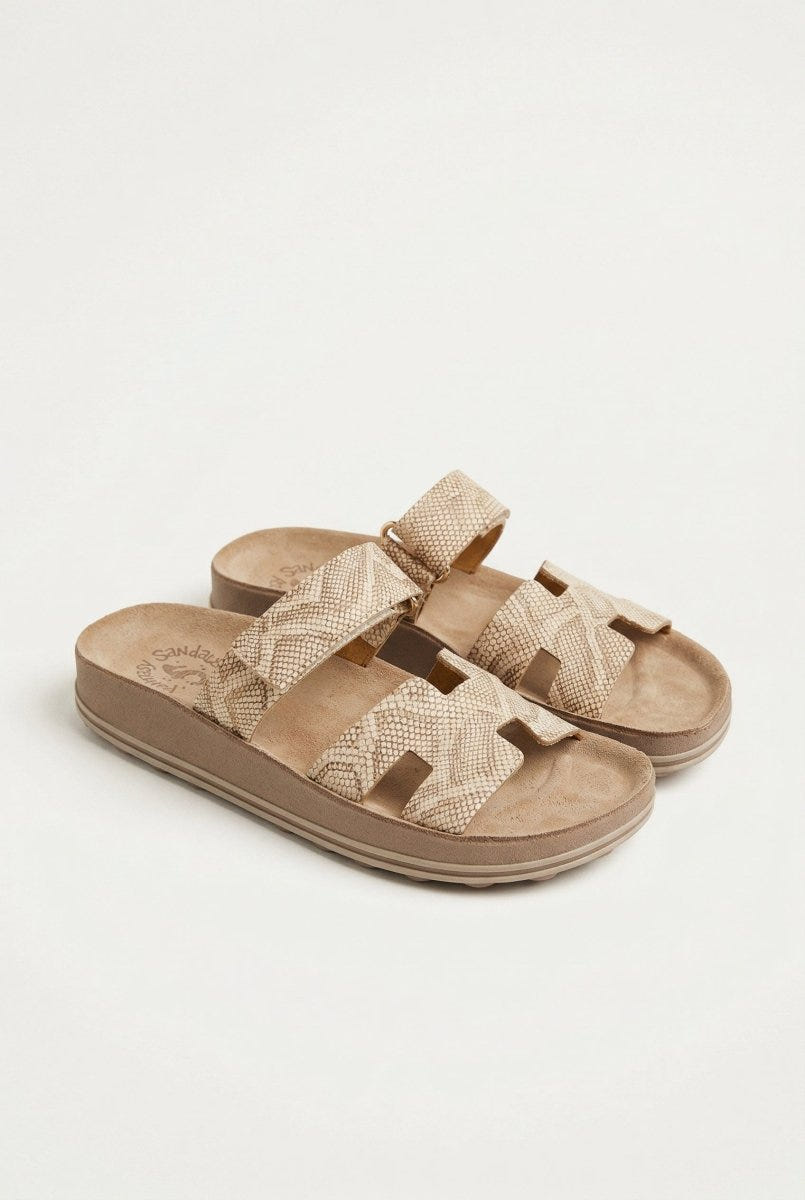 FANTASY SANDALS - Velcro Strap Sandals - Rosegold Lizard
