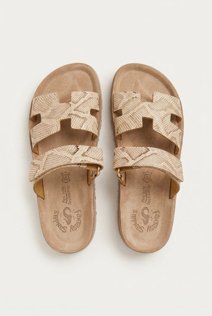 FANTASY SANDALS - Velcro Strap Sandals - Rosegold Lizard