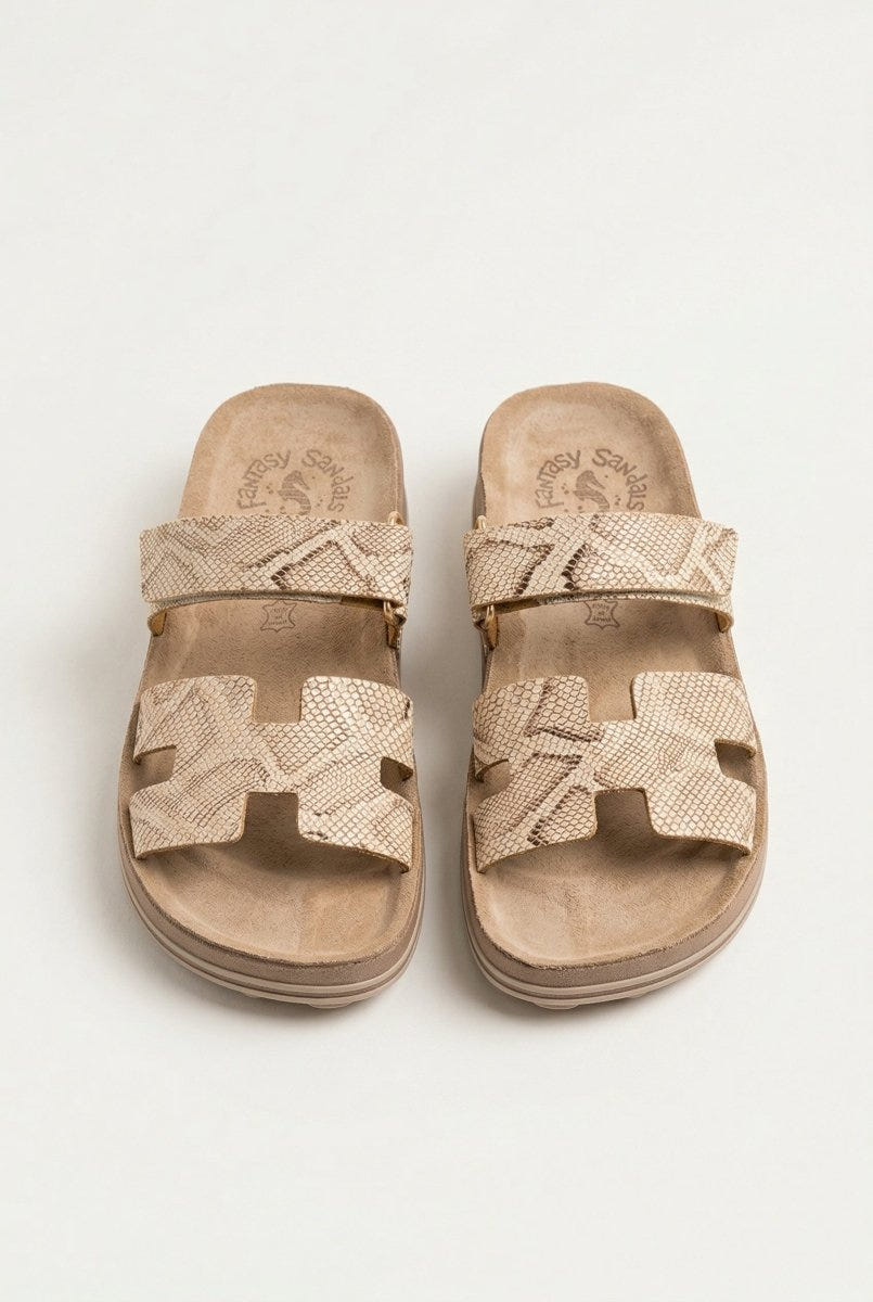 FANTASY SANDALS - Velcro Strap Sandals - Rosegold Lizard