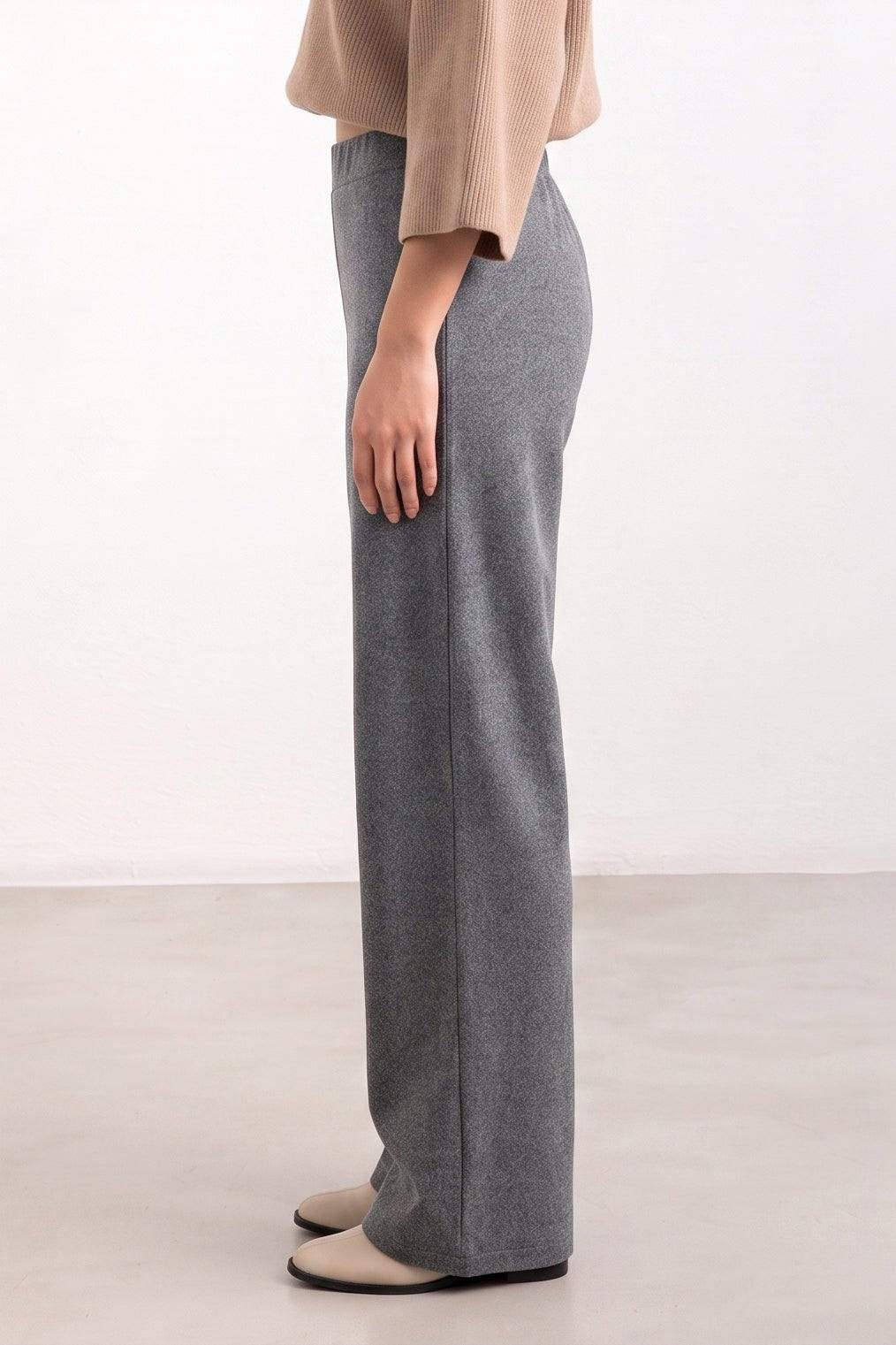 NOISY MAY - Wide Leg Pants Elastic Waist - Gray