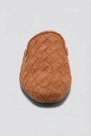 Ideal shoes - Woven Pointed Flat Mules - Tan Suede