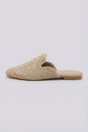Ideal shoes - Woven Pointed Flat Mules - Taupe Suede