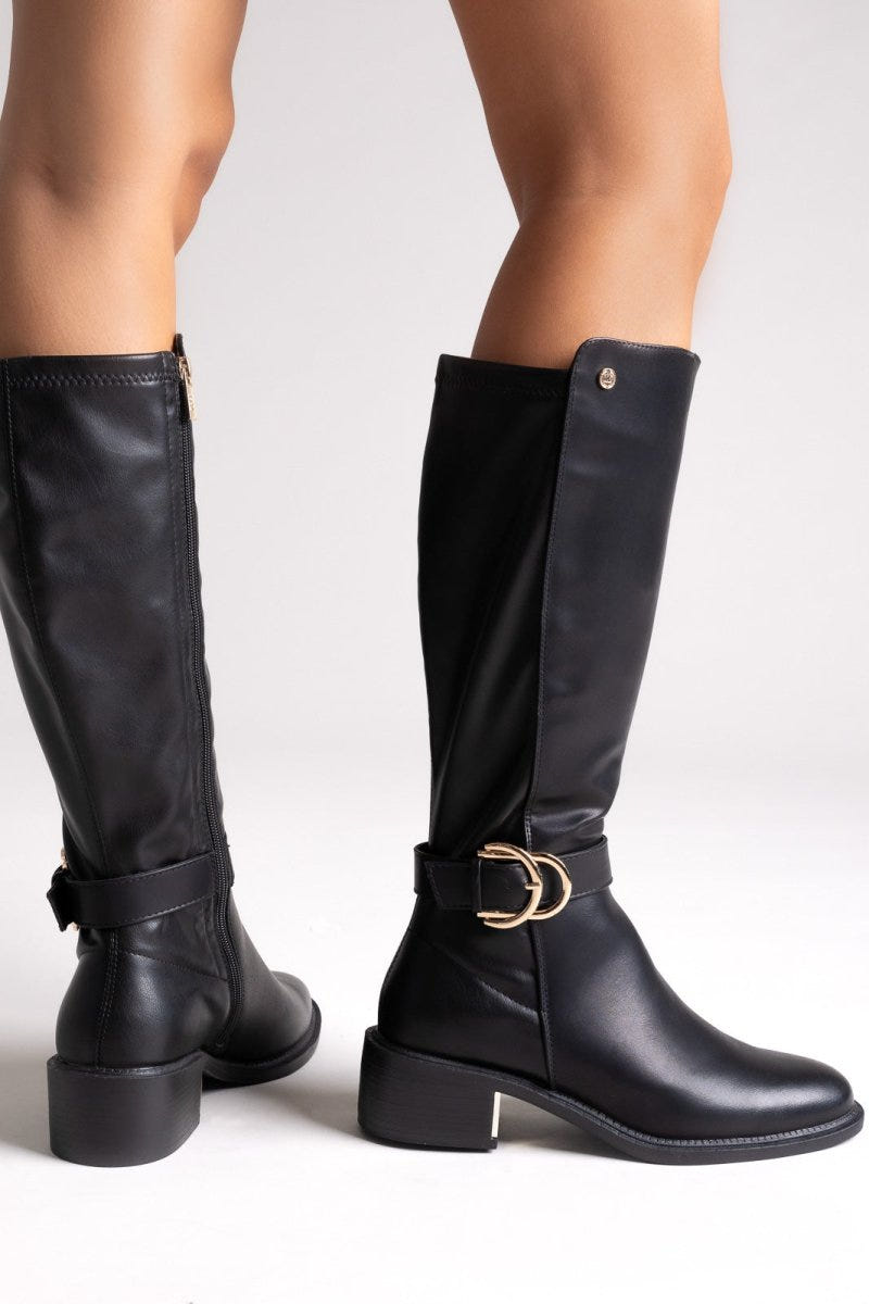 Xti 143100 Suede Riding Boots - Black Matte - thefashionproject.gr - Xti Footwear