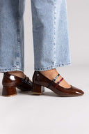 Xti 144255 Mary Janes with Heel - Brown Patent - thefashionproject.gr - Xti Footwear