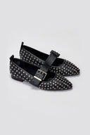 Xti 144264 Pointed Mary Jane Flats with Strass - Black Matte - thefashionproject.gr - Xti Footwear